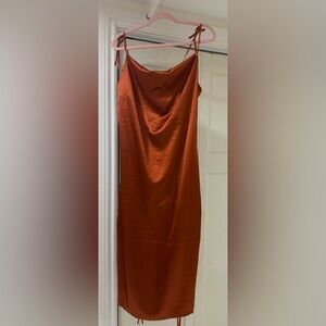 Rust Orange Satin Fabric